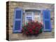 Blue Shuttered Windows and Red Flowers, Concarneau, Finistere, Brittany, France, Europe-Ruth Tomlinson-Premier Image Canvas