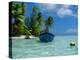 Blue Skiff Bora Bora Lagoon-Lawrence Da Luz Photography-Premier Image Canvas