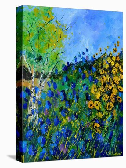 Blue summer flowers-Pol Ledent-Stretched Canvas