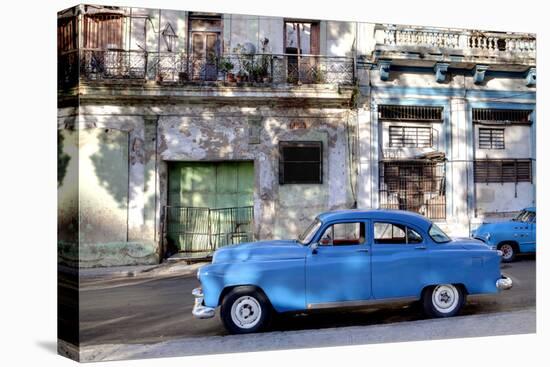 Blue Vintage American Car Parked on a Street in Havana Centro-Lee Frost-Premier Image Canvas