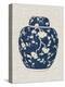 Blue & White Ginger Jar on Linen II-Vision Studio-Stretched Canvas