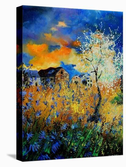 Blue wild flowers and blooming tree-Pol Ledent-Stretched Canvas