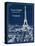 Blueprint Eiffel Tower-Sue Schlabach-Stretched Canvas