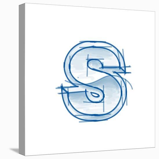 Blueprint Font Sketch - Letter S - Marker Drawing--Vladimir--Stretched Canvas