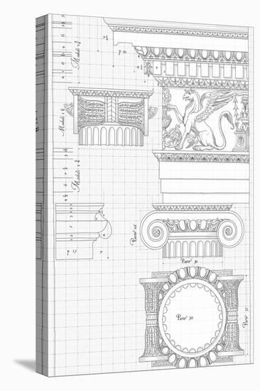 Blueprint - Hand Draw Sketch Ionic Architectural Order Based "The Five Orders of Architecture"--Vladimir--Stretched Canvas