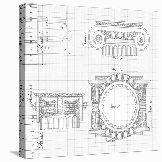 Blueprint - Hand Draw Sketch Ionic Architectural Order Based "The Five Orders of Architecture"--Vladimir--Stretched Canvas