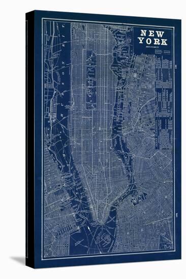 Blueprint Map New York-Sue Schlabach-Stretched Canvas