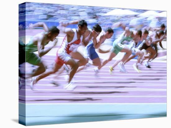 Blured Action at the Start of a Mens 100 Meter Track and Field Race-Paul Sutton-Premier Image Canvas