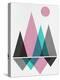 Blush Pink Geometric Mountains I-Eline Isaksen-Stretched Canvas