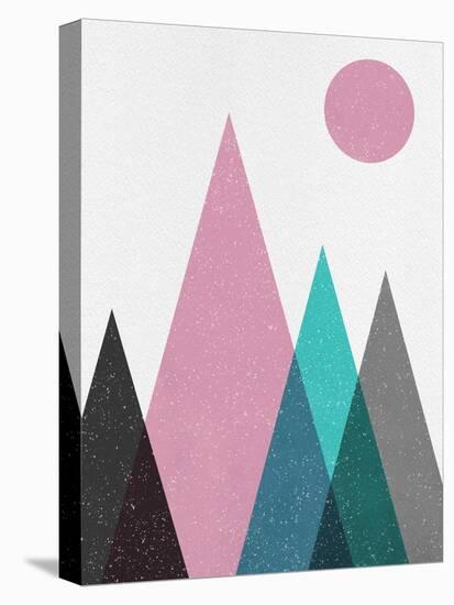 Blush Pink Geometric Mountains-Eline Isaksen-Stretched Canvas