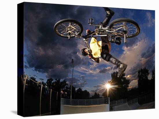 Bmx Cyclist Flys over the Vert-null-Premier Image Canvas