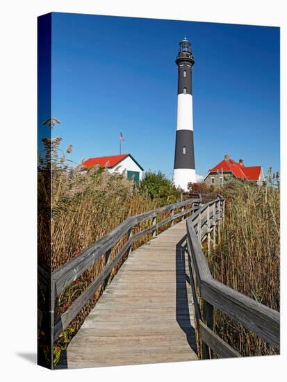 Boardwalk to Fire Island Lighthouse, NY-George Oze-Premier Image Canvas