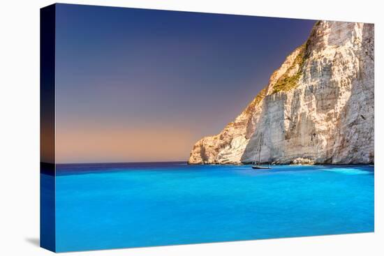 Boat Anchored on Navagio Beach (Also known as Shipwreck Beach), Zakynthos Island, Greece.Side View-iancucristi-Premier Image Canvas