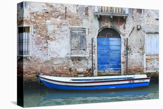 Boat And Blue Door. Venice. Venezia Province. Veneto. Italy-Oscar Dominguez-Premier Image Canvas