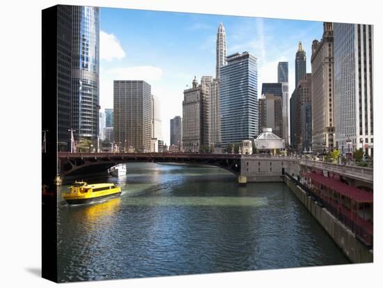 Boat and River, Chicago River, Chicago, Illinois, Usa-Alan Klehr-Premier Image Canvas