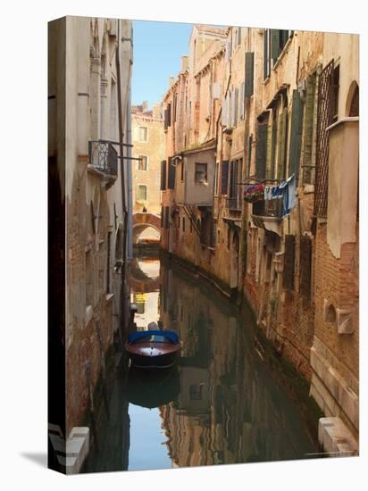 Boat Docked on a Side canal, Venice, Italy-Janis Miglavs-Premier Image Canvas