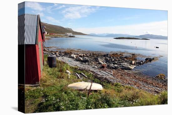 Boat House and Slip. Helgoy, Kvalsund, North Norway, Norway, Scandinavia, Europe-David Lomax-Premier Image Canvas