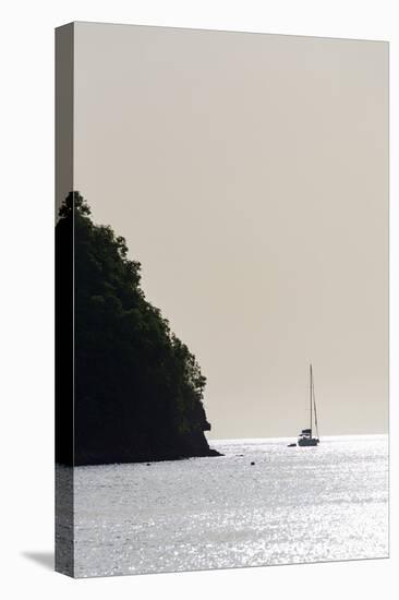 Boat moored off Marigot Bay at sunset, St. Lucia, Windward Islands, West Indies Caribbean, Central -Martin Child-Premier Image Canvas