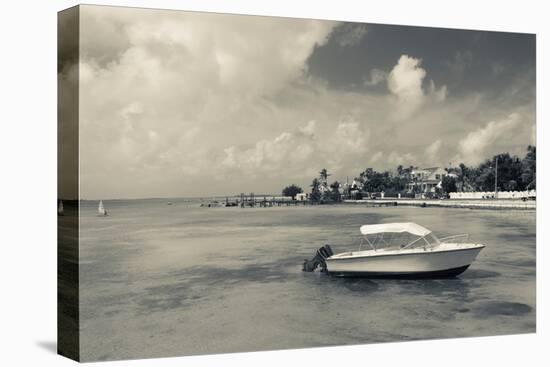 Boat on beach, Dunmore Town, Harbour Island, Eleuthera Island, Bahamas-null-Premier Image Canvas