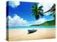 Boat on Beach Mahe Island, Seychelles-Iakov Kalinin-Premier Image Canvas