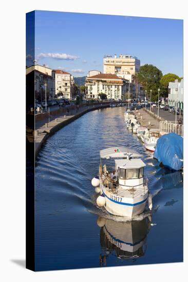 Boat on the Burlamacca canal, Viareggio, Tuscany, Italy, Europe-John Guidi-Premier Image Canvas