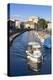 Boat on the Burlamacca canal, Viareggio, Tuscany, Italy, Europe-John Guidi-Premier Image Canvas