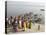 Boat on the River Ganges While a Cremation Takes Place, Varanasi, Uttar Pradesh State, India-Tony Waltham-Premier Image Canvas