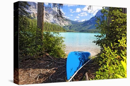 Boat on the Shore, Emerald Lake, Canada-George Oze-Premier Image Canvas