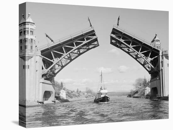 Boat Passing beneath Montlake Bridge-Ray Krantz-Premier Image Canvas