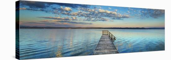 Boat ramp and filigree clouds, Bavaria, Germany-Frank Krahmer-Stretched Canvas