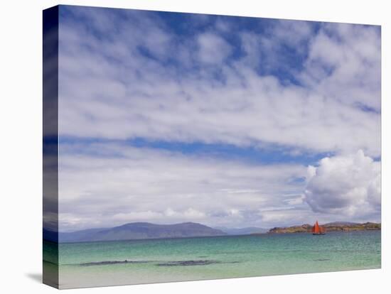 Boat with Red Sails Off Traigh Bhan Beach, Iona, Sound of Iona, Scotland, United Kingdom, Europe-Neale Clarke-Premier Image Canvas