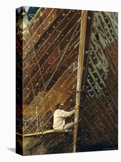 Boatbuilder, Sunda Kelapa (Old Port), Jakarta (Djakarta), Java, Indonesia-Charles Bowman-Premier Image Canvas