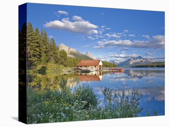 Boathouse and Maligne Lake, Jasper National Park, Alberta, Rockies, Canada-Michele Falzone-Premier Image Canvas