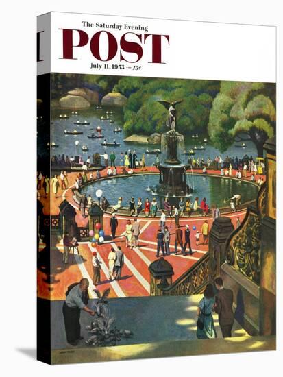 "Boating in Central Park" Saturday Evening Post Cover, July 11, 1953-John Falter-Premier Image Canvas