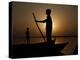 Boatman Prepares to Anchor His Boat, after the Day's Work in River Ganges, in Allahabad, India-null-Premier Image Canvas