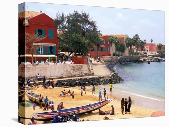 Boats and Beachgoers on the Beaches of Dakar, Senegal-Janis Miglavs-Premier Image Canvas