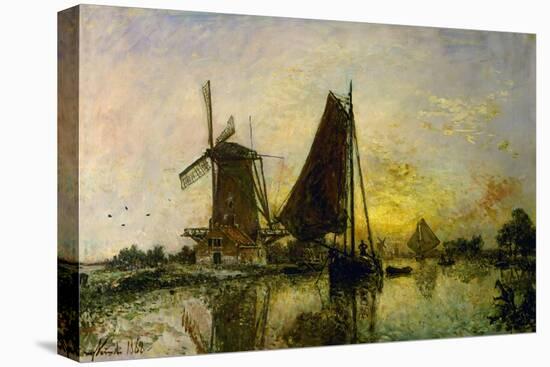 Boats and windmills in Holland. (1868).-Johan Barthold Jongkind-Premier Image Canvas