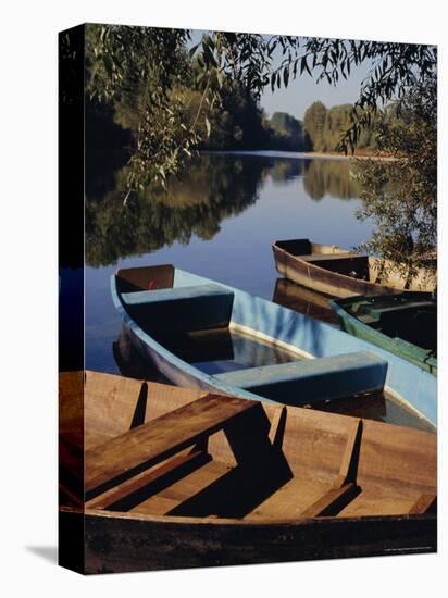 Boats at Beynac on the River Dordogne, Aquitaine, France-Peter Higgins-Premier Image Canvas