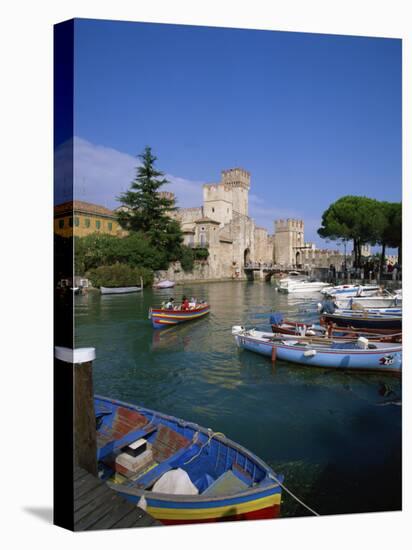 Boats at Sirmione on Lake Garda, Lombardy, Italy, Europe-null-Premier Image Canvas