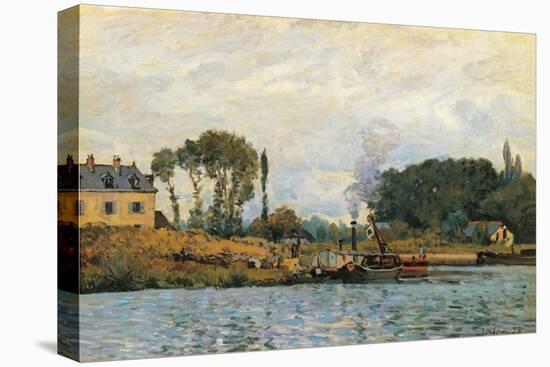 Boats at the Lock at Bougival-Alfred Sisley-Premier Image Canvas