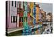 Boats Docked Along Canal with the Colorful Homes of Burano, Italy-Darrell Gulin-Premier Image Canvas