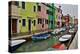 Boats Docked Along Canal with the Colorful Homes of Burano, Italy-Darrell Gulin-Premier Image Canvas