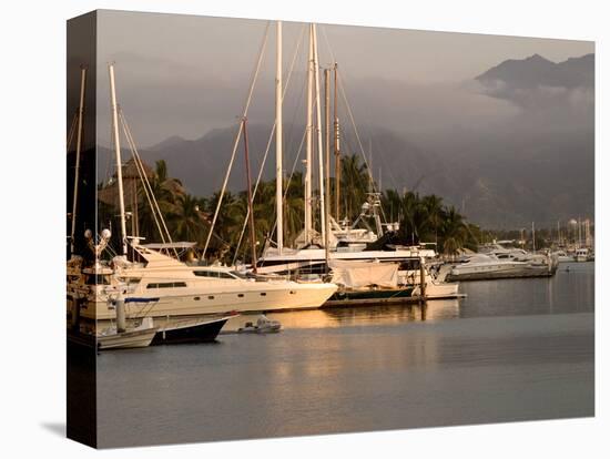 Boats Docked in Marina Vallarta Against Fog-Shrouded Mountains, Puerto Vallarta, Mexico-Nancy & Steve Ross-Premier Image Canvas