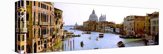 Boats in a Canal with a Church in the Background, Santa Maria Della Salute, Grand Canal, Venice,...-null-Premier Image Canvas