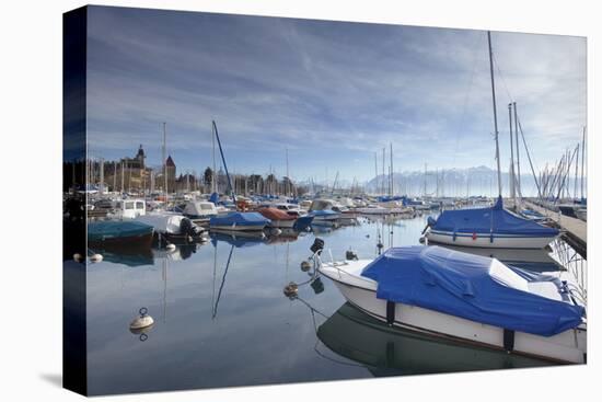 Boats in Harbour, Ouchy, Lausanne, Vaud, Switzerland, Europe-Ian Trower-Premier Image Canvas