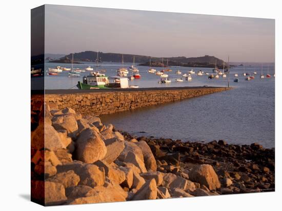 Boats in Harbour, Presquile Grande, Cote De Granit Rose, Cotes d'Armor, Brittany, France-David Hughes-Premier Image Canvas