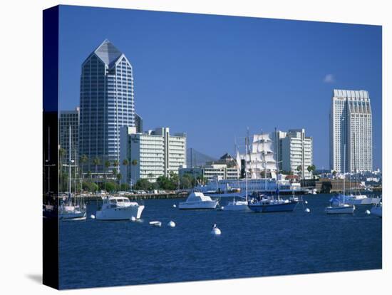 Boats in the Harbour and City Skyline of San Diego, California, USA-Richardson Rolf-Premier Image Canvas