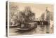 Boats on a canal in Amsterdam, rendered like old style image-Sheila Haddad-Premier Image Canvas