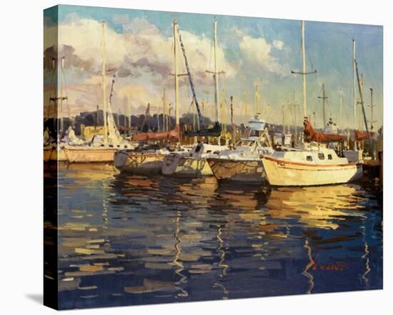 Boats On Glassy Harbor-Furtesen-Stretched Canvas