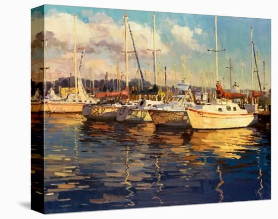 Boats on Glassy Harbor-Furtesen-Stretched Canvas